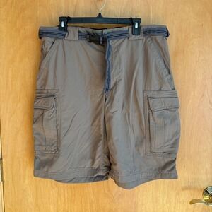 Duluth Trading Co Mens XL Cargo Shorts Khaki Belted Nylon Outdoor Work‎